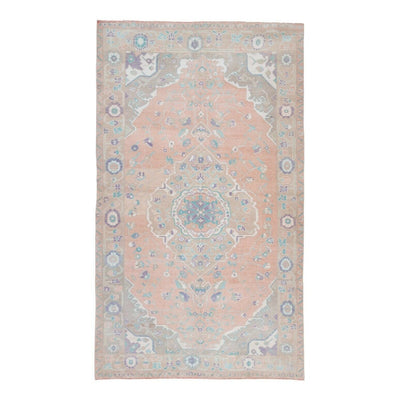 Handwoven Large Entryway Carpet from Turkey, Wool Faded Turkish Oushak Rugs