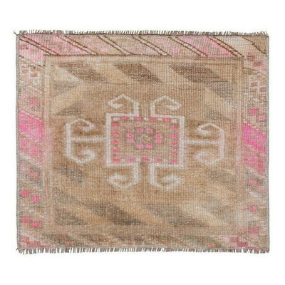 Square Faded Turkish Handknotted Rug - Wool Designer Carpet