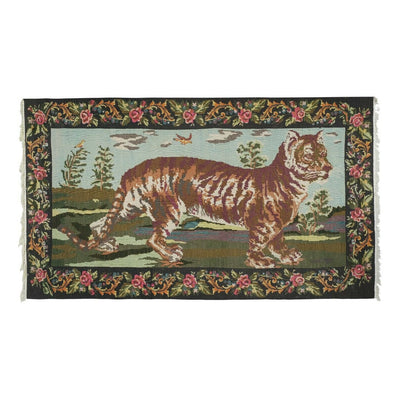 Vintage Tiger Kilim Rug - Animal Tapestry 6'8" X 9'4"