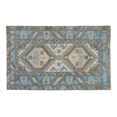 Decorative Blue Colors Rug, Overdyed Flat Weave Carpet