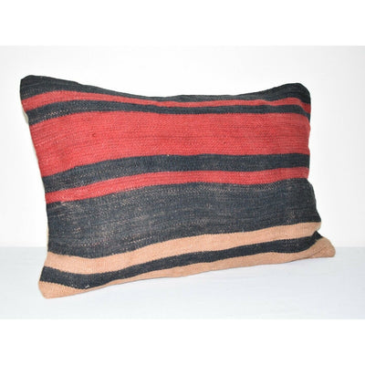 16" X 24" Vintage Striped Turkish Kilim Pillow Cover, Handmade Bolster Pillow