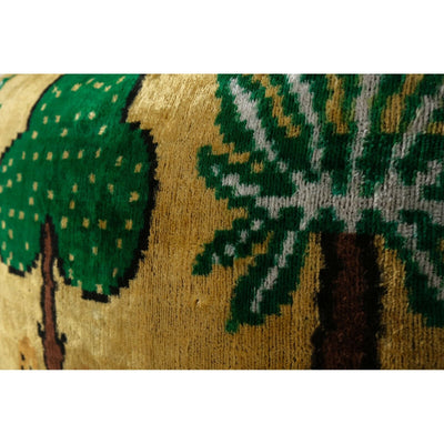 Tiger Design Ikat Velvet Pillow, Set of Two Silk Lumbar Cushion Cover