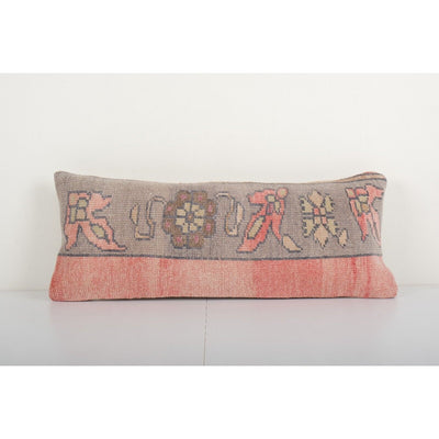 Bohemian Wool Faded Color Rug Pillow Cover, Turkish Taupe Lumbar Pillow