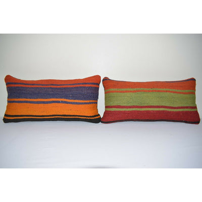 12" X 24" Set of 2 Decorative Turkish Lumbar Rug Pillow Cover