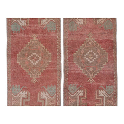 1970s Vintage Petite Turkish Rug - a Pair 1'7" X 4'2"