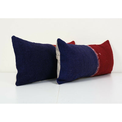 Set of Two Oriental Boho pillow Kilim pillow cover Chair pillow 10" x 20"