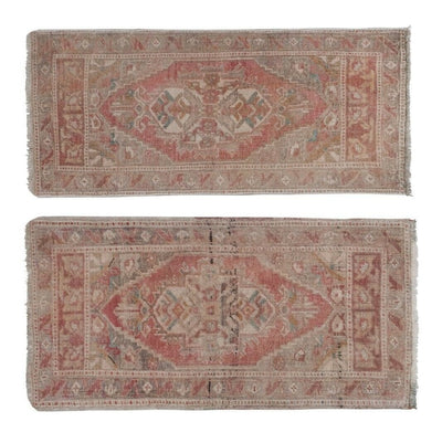 Vintage Fine Matching Twin Tribal Rugs, Wool Distressed Rugs, 2 Bedroom runners