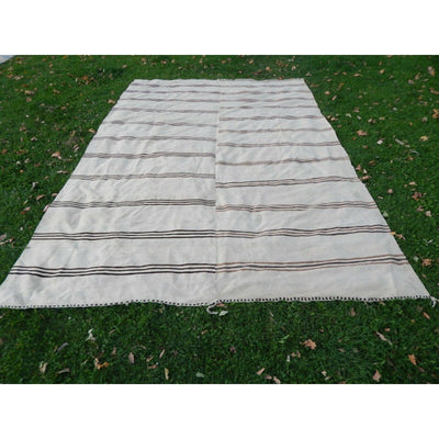 Palace Sized Anatolian Hemp Kilim Rug Hand-Woven Natural Rug - 9' x 12'8''