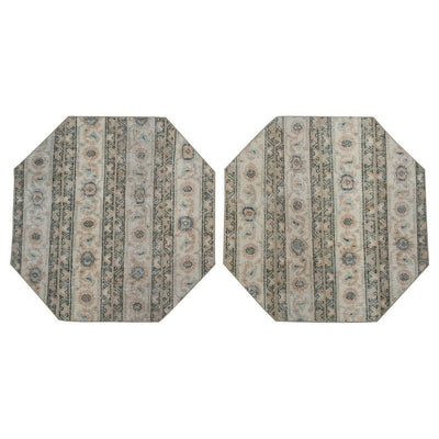 Set of Two Hexagon Small Turkish Rug 3'4" X 3'5"