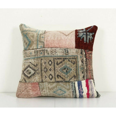 Square Patchwork Kilim Rug Lumbar Pillow Cover