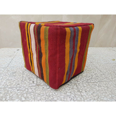 Turkish Vintage Floor Pouf Ottoman Handmade Pouf  Cover Footstool 16''x16''x16''