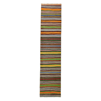 Long and Narrow Handmade Staircase Turkish Wool Kilim Runner 2'5" X 10'10"