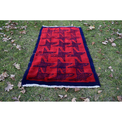 Vintage Angora Wool Red Mohair Tulu Rug - Organic Shaggy Carpet 3'9'' X 5'12''