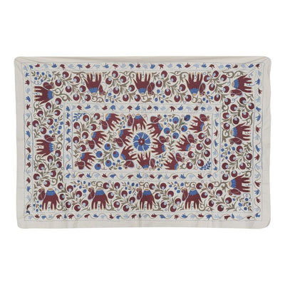 Camel Figured Tablecloth, Handmade Square Wall Hanging Decor, Uzbek Bedspread