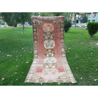 1970s Vintage Turkish Oushak Runner - 4'5'' x 10'2''
