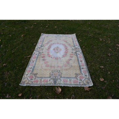 Hand Knotted Faded Yellow Wool Turkish Sparta Rug 3'9" X 6'11"