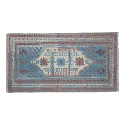Vintage Faded Blue Turkish Oushak Rug 3'5" X 6'3"