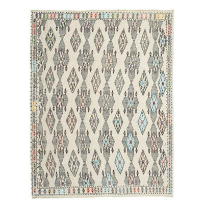 Hand-Woven Braided Small Rug Turkish Jajim Kilim 5'9'' X 7'5''