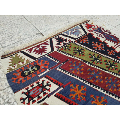 2'11'' x12''10'' Long Handmade Staircase Turkish Wool Kilim Kelim Rug Runner