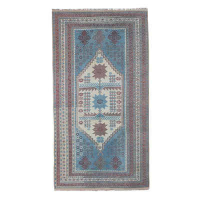 Vintage Faded Blue Turkish Oushak Rug 3'5" X 6'3"