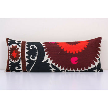 12" x 32"  Turkish Suzani Cushion Cover, Faded Suzani Pillow Case