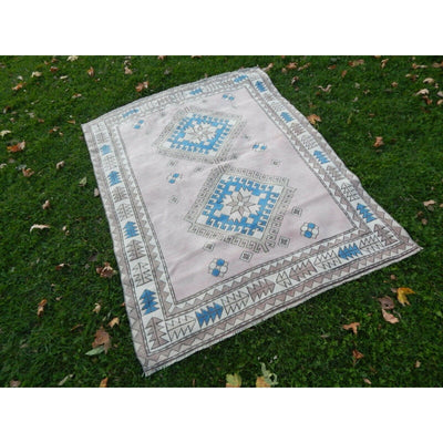 Vintage Pastel Turkish Anatolian Kars Oushak Rug 5'1'' X 6'3''