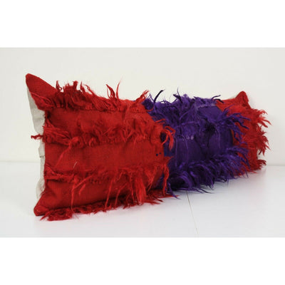 Vintage Turkish Shaggy Pillow, Home Decor Designer Cushion Cover 14" x 40"