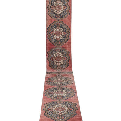 Vintage Geometric Design Turkish Anatolian Runner Rug - Stair Carpet