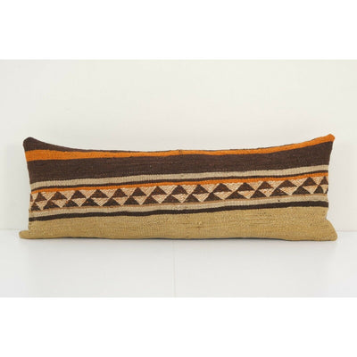 12" x 34" Queen Boho Woven Bedding Kilim Pillow Cover, Oversize Turkish Lumbar