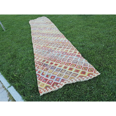 16 foot Extra Long Handmade Wool Multi Color Staircase Turkish Kilim Rug Runner