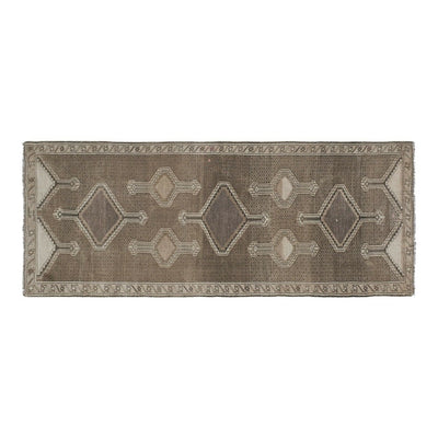 Vintage Hand Knotted Brown Color Turkish Oushak Carpet with Muted 'Washed Out