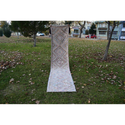 Vintage Kurdish Turkish Herki Kilim Runner - Geometric Organic Rug 2'6" X 11'6"