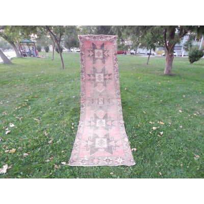 Distressed Traditional Oushak Runner With Brillant Colors 3'1" X 10'11"