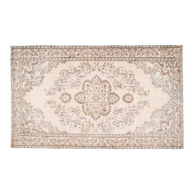 Vintage Anatolian Oushak Kars Handwoven Distressed Ushak Area Rug 5'12" X 9'8"