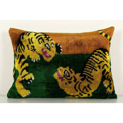 Tiger Silk Ikat Velvet Pillow