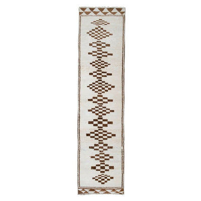 Hand-Knotted Kurdish Undyed Wool Runner Rug 2'9" X 11'1"