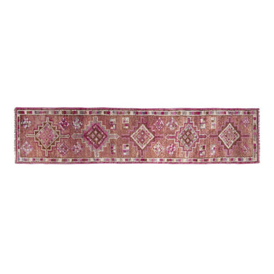 Decorative Oushak Turkish Runner With Geometric Design in Soft Muted