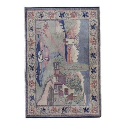 Vintage Village Pictorial Turkish Kars Rug 3'5'' X 5'2''