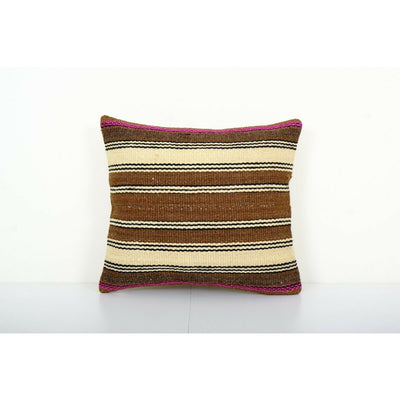 Anatolian Wool Lumbar Kilim pillow cover Sofa Rug Pillow Cover 14" x 16"