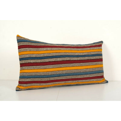 Queen Boho Woven Bedding Kilim Pillow Cover, Oversize Striped Turkish Cushion