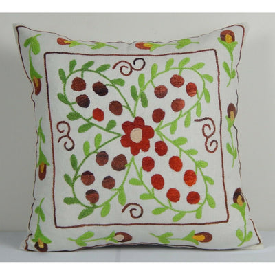 Vintage Floral Suzani Pillow Cover, Kilim Cushion Cover 1960 16" x 16"