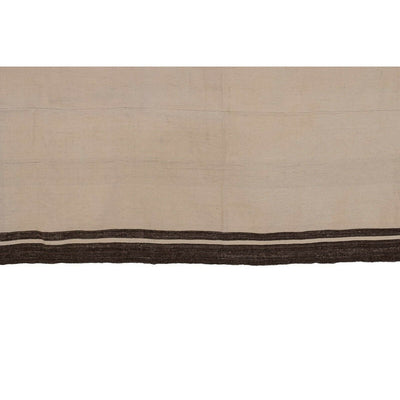 Vintage Flat-Weave Turkish Hemp Rug Off-White With Stripes 5'3" X 10'11"