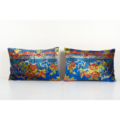 Bohemian Velvet Matching Pillow Case, Velvet Vintage Textile with Flower Design