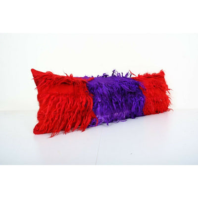 Organic Wool Extra Long Turkish Shaggy Pillow, Tulu Cushion Cover 13" x 40"