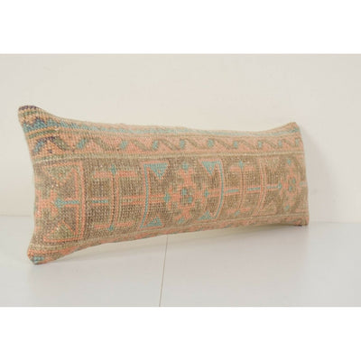 10" x 28" Anatolian Bedding Rug Pillow, Lumbar Pillow Cover, Ethnic Vintage