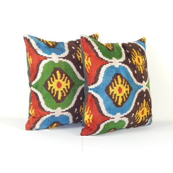 16" x 16" Decorative Pillows Covers, Set of Two Soft Velvet Silk Pillow