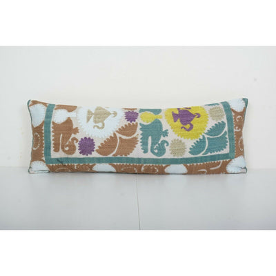 Lumbar King Bed Vintage Cotton Suzani Pillow Cover, Exquisite 11" x 30"