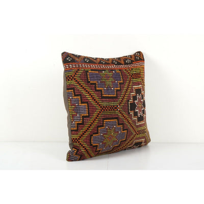 Square Oversize Turkish Kilim Pillow Cover, Kilim Rug Pillow Cover