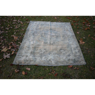 1990s Turkish Faded Floral Turkish Karapinar Rug, Designer Carpet 4'11'' x 6'7''