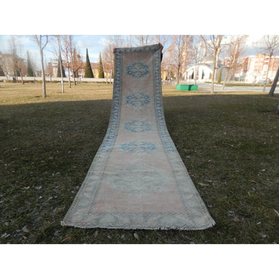 1970s Vintage Turkish Oushak Rug Runner- Pastel Hallway Carpet 2'12'' X 11'3''